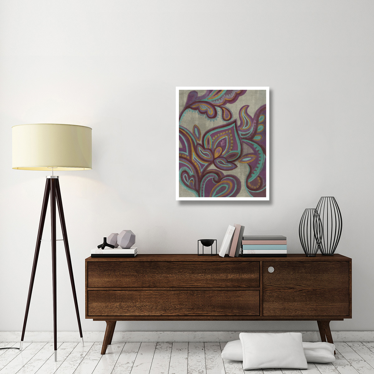 Bohemian Paisley II Aubergine -Paper Art-30&quotx37"