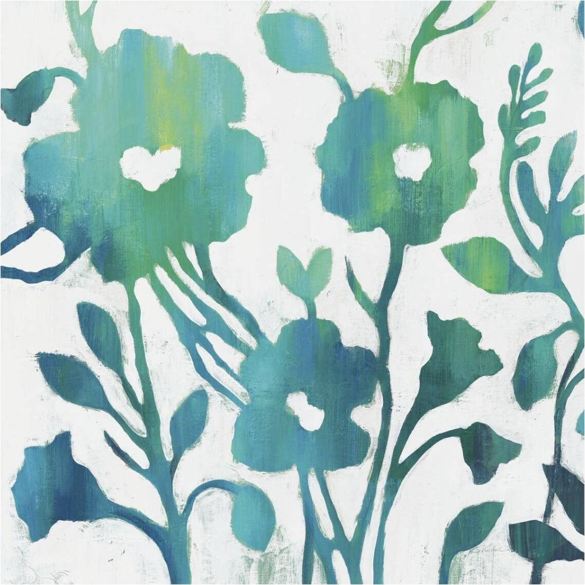 Teal Trio IV on White -Paper Art-38&quotx38"