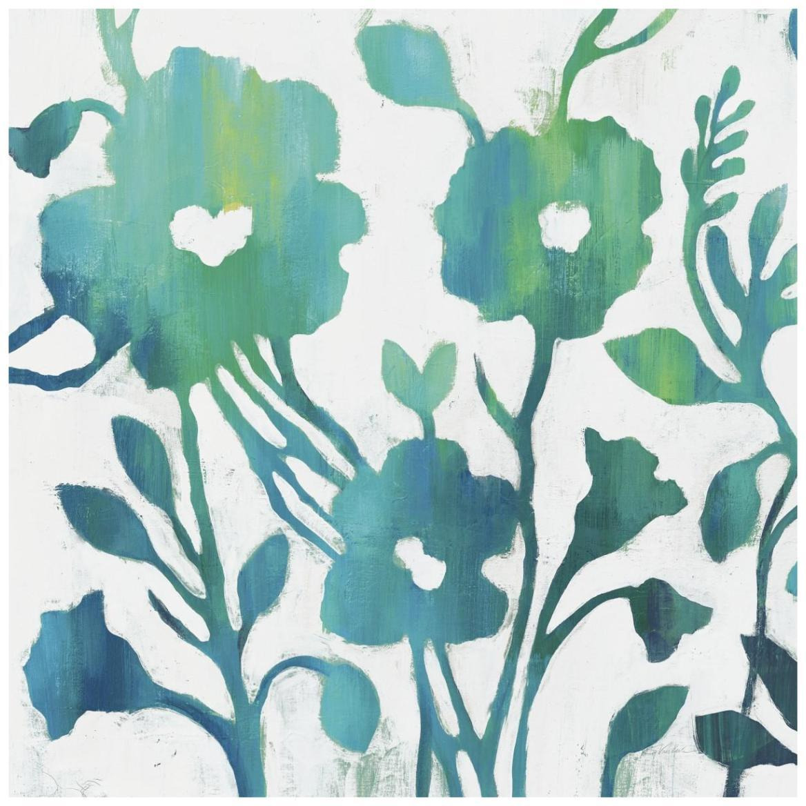 Teal Trio IV on White -Paper Art-42&quotx42"