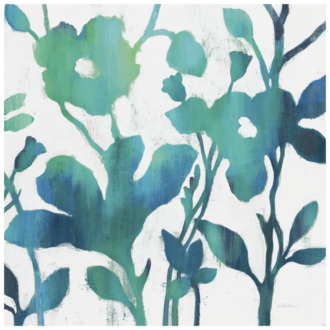 Teal Trio V on White -Paper Art-26&quotx26"