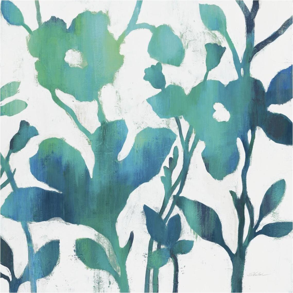 Teal Trio V on White -Paper Art-38&quotx38"