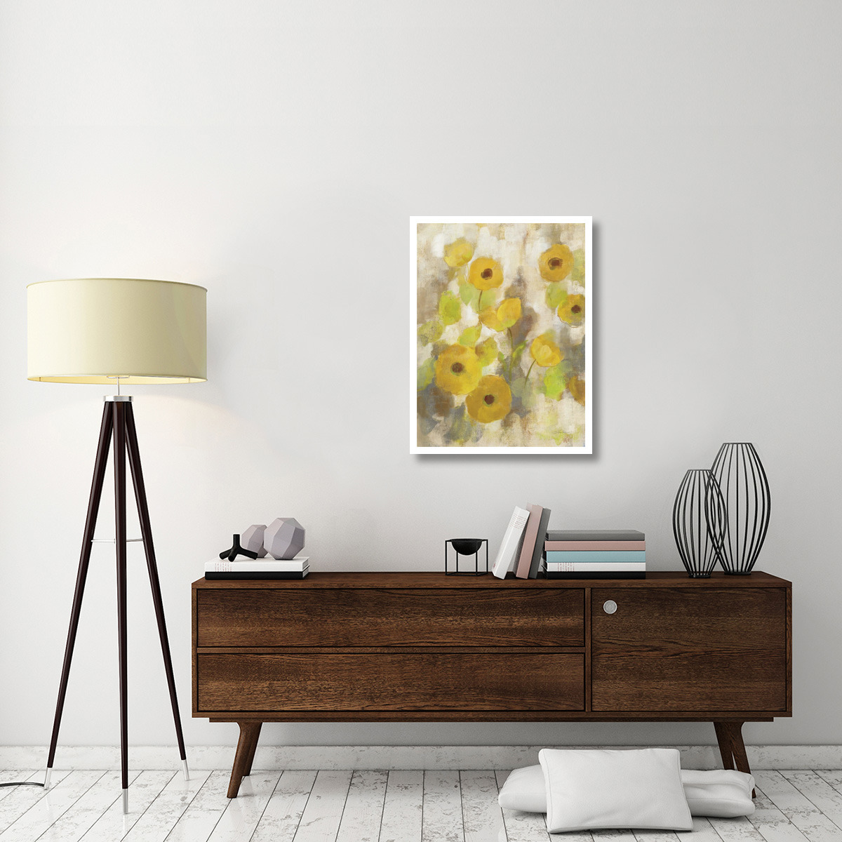 Floating Yellow Flowers III -Paper Art-26&quotx34"