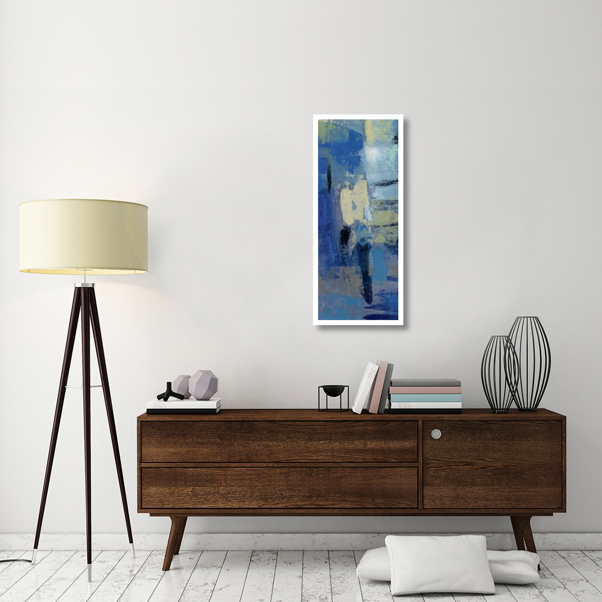 Ultramarine Waves III Panel I -Paper Art-18&quotx42"