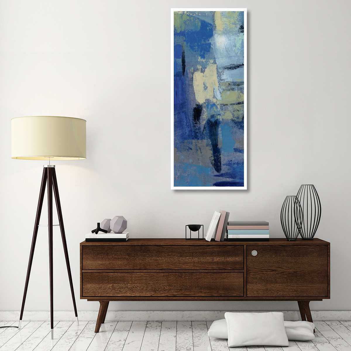 Ultramarine Waves III Panel I -Paper Art-26&quotx62"
