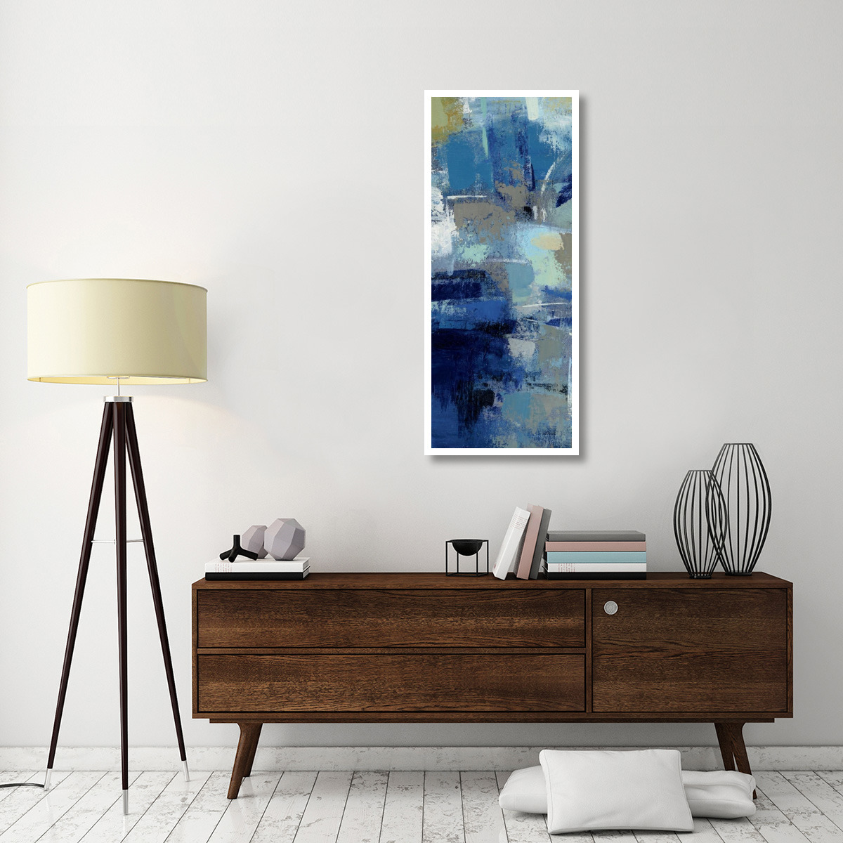 Ultramarine Waves III Panel II -Paper Art-22&quotx52"