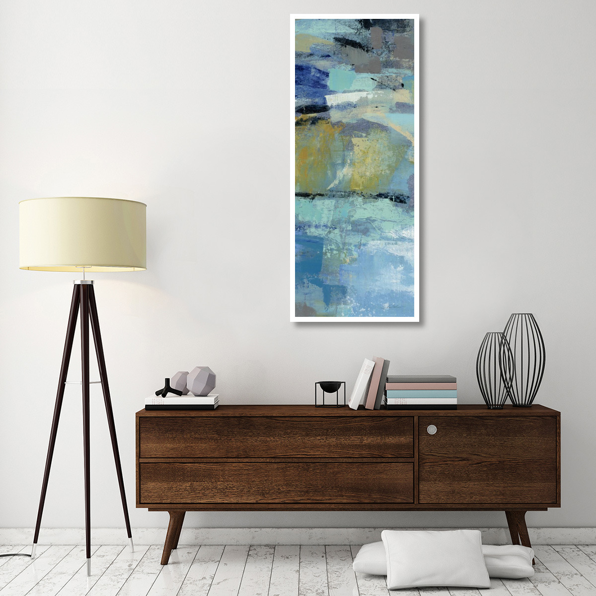Ultramarine Waves III Panel III -Paper Art-26&quotx62"