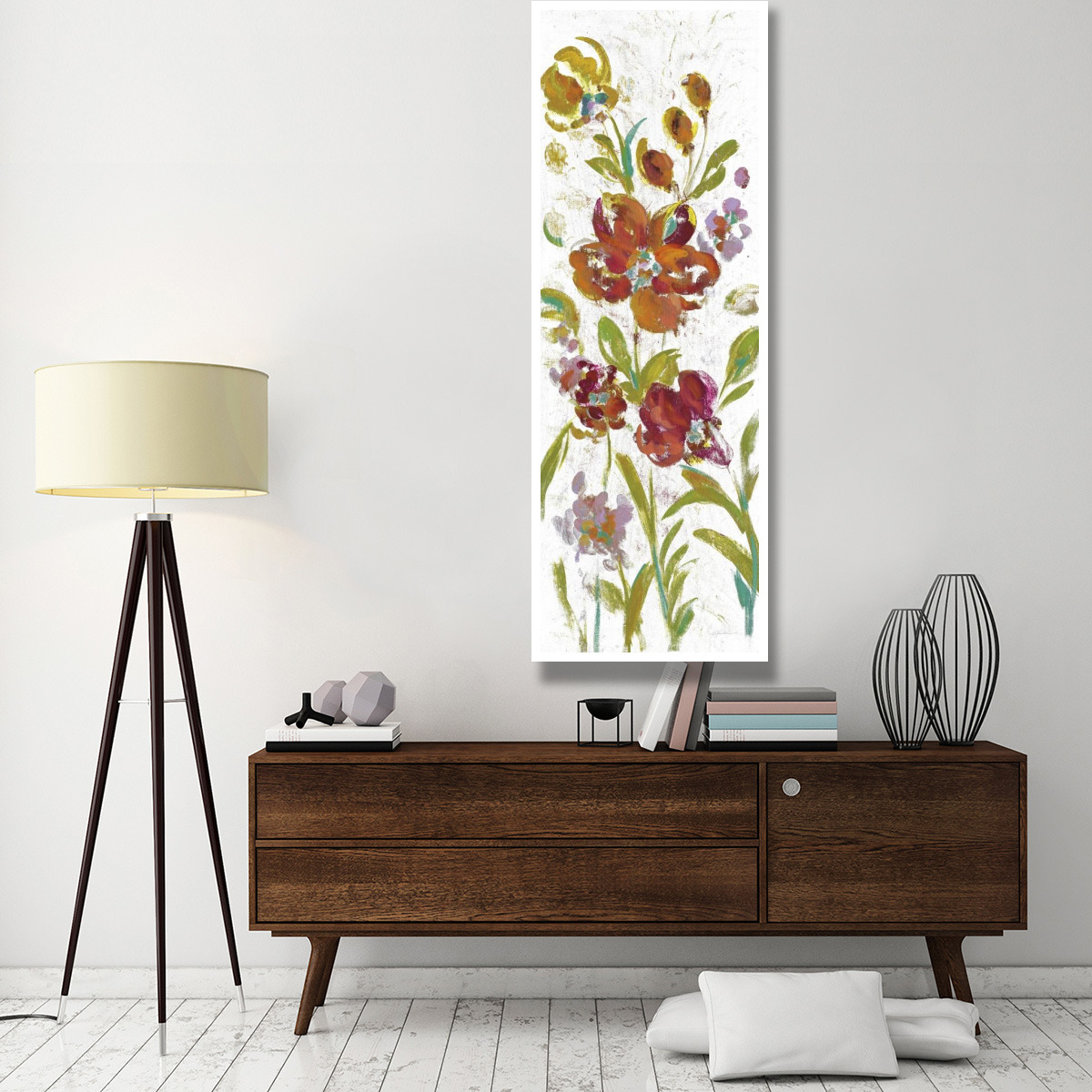 July Garden Trio I on White -Paper Art-26&quotx74"