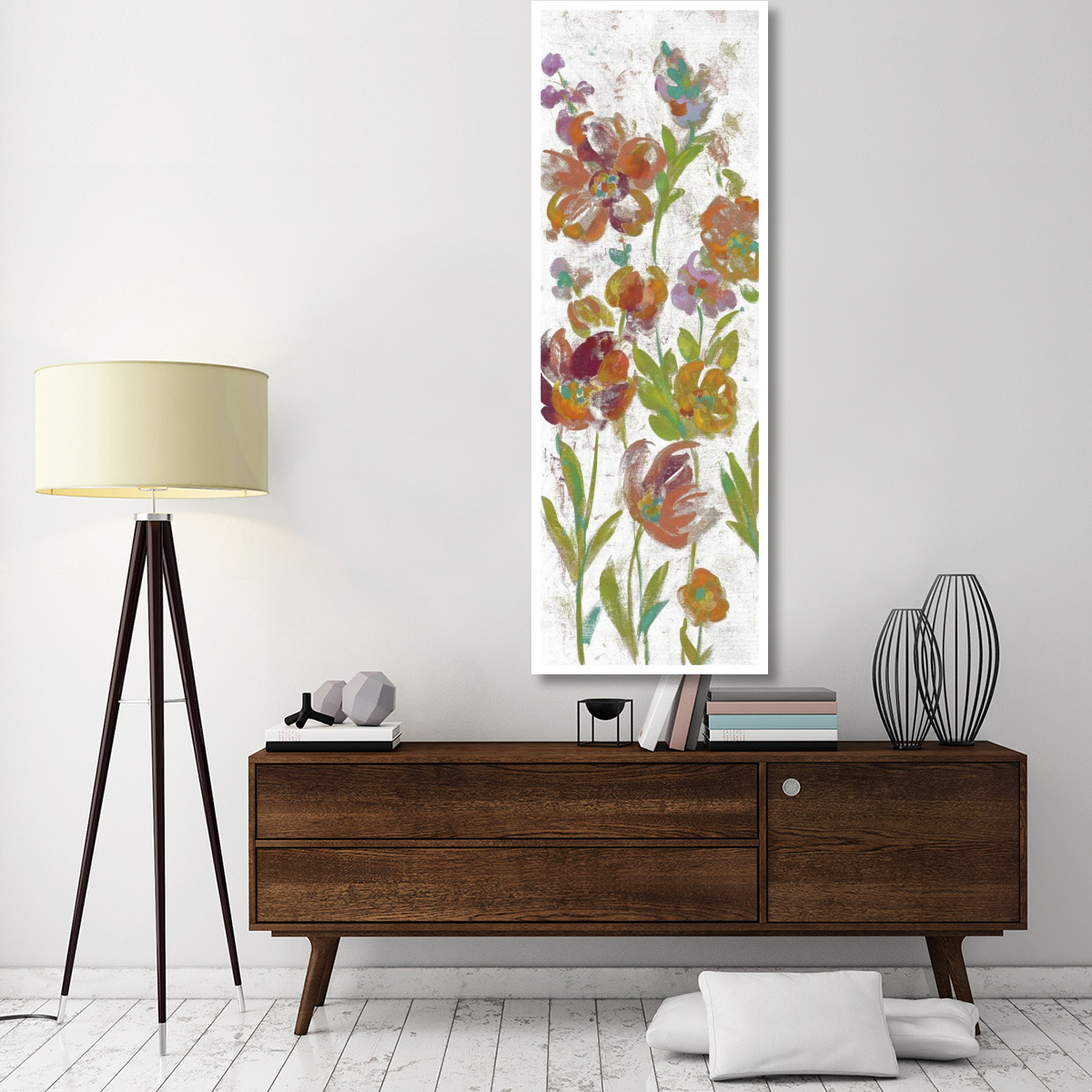 July Garden Trio II on White -Paper Art-26&quotx74"