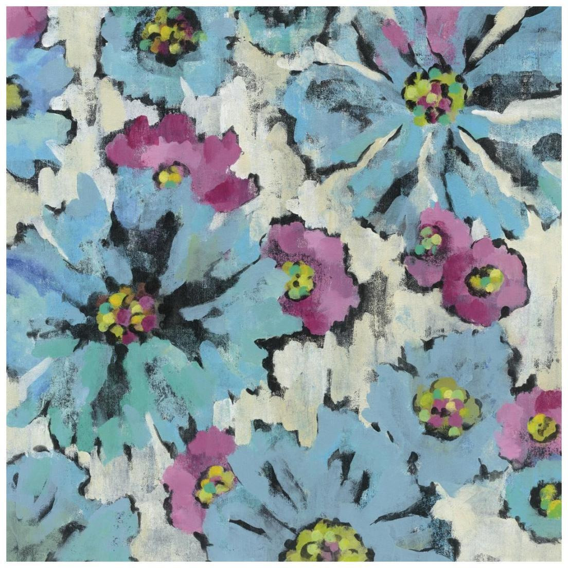 Graphic Pink and Blue Floral I -Paper Art-20&quotx20"