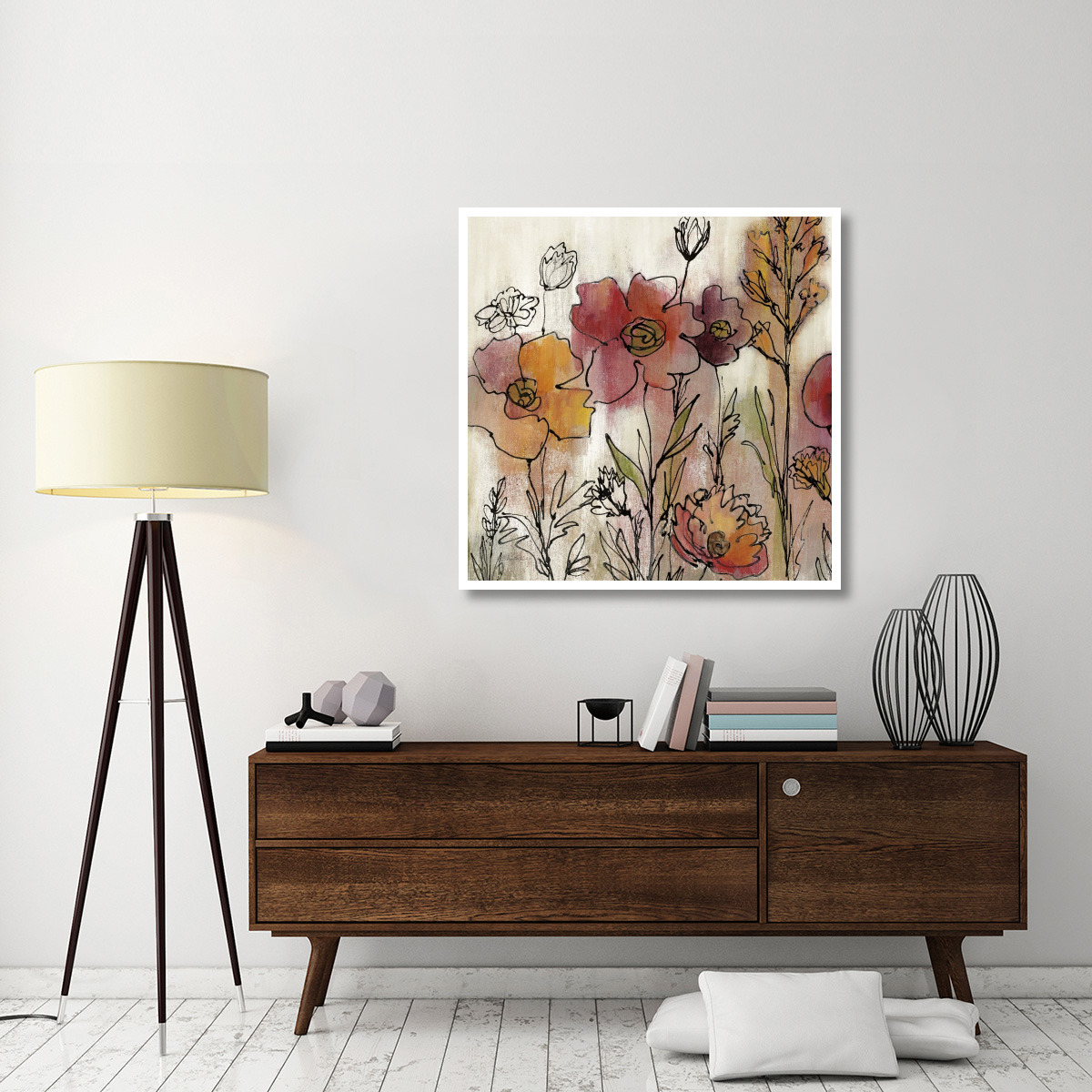Contemporary Botanical Cream II -Paper Art-42&quotx42"