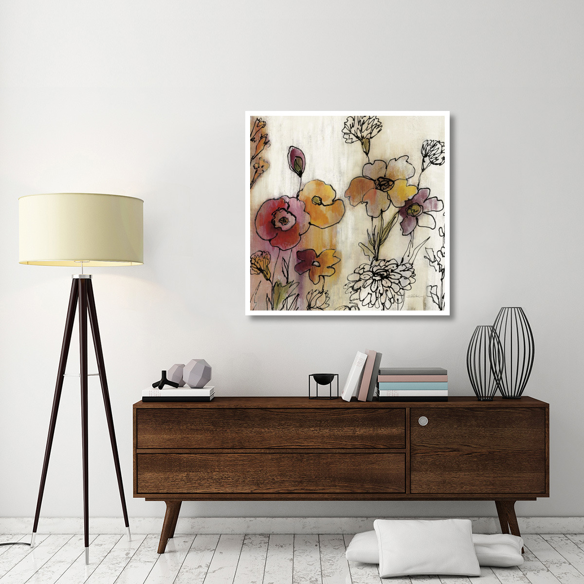 Contemporary Botanical Cream III -Paper Art-42&quotx42"