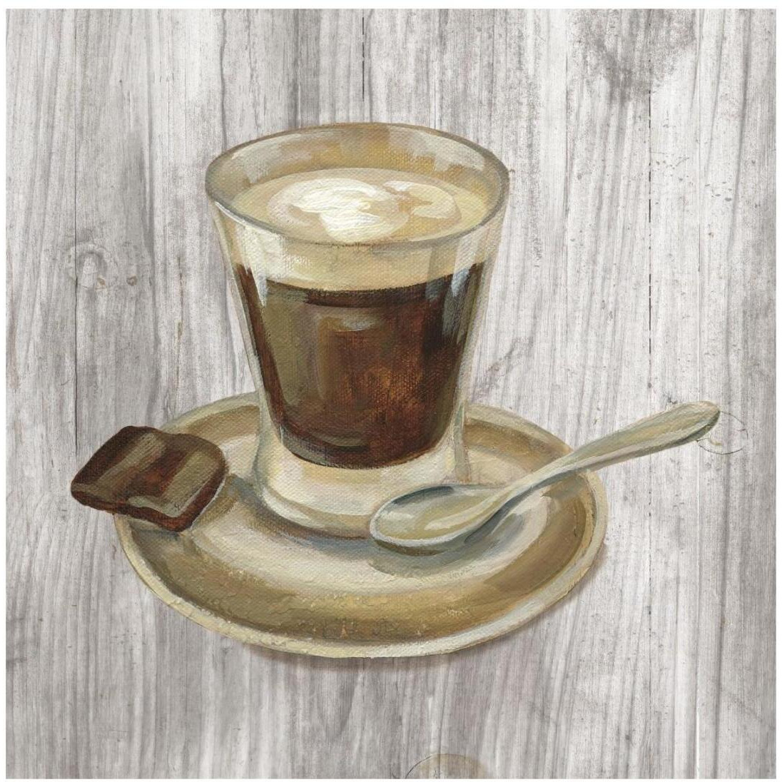 Coffee Time III on Wood -Paper Art-20&quotx20"