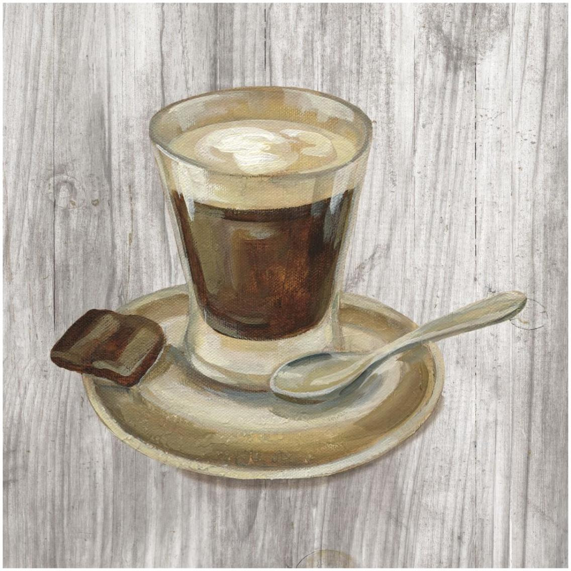 Coffee Time III on Wood -Paper Art-32&quotx32"