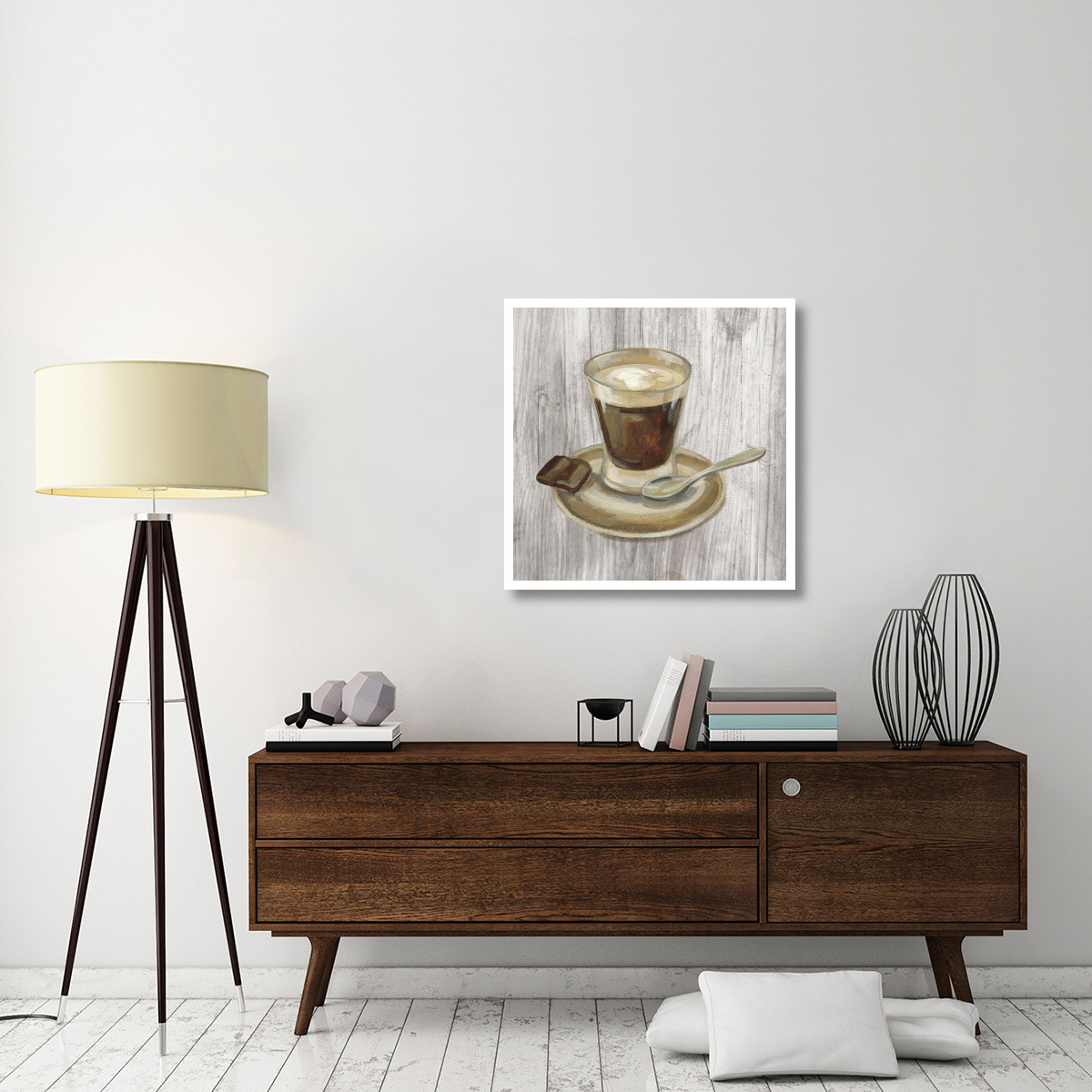 Coffee Time III on Wood -Paper Art-32&quotx32"