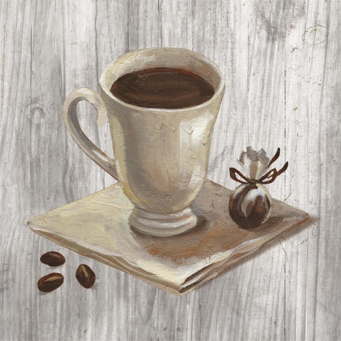 Coffee Time IV on Wood -Paper Art-38&quotx38"