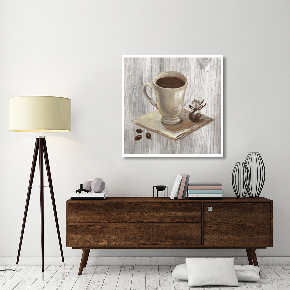 Coffee Time IV on Wood -Paper Art-42&quotx42"