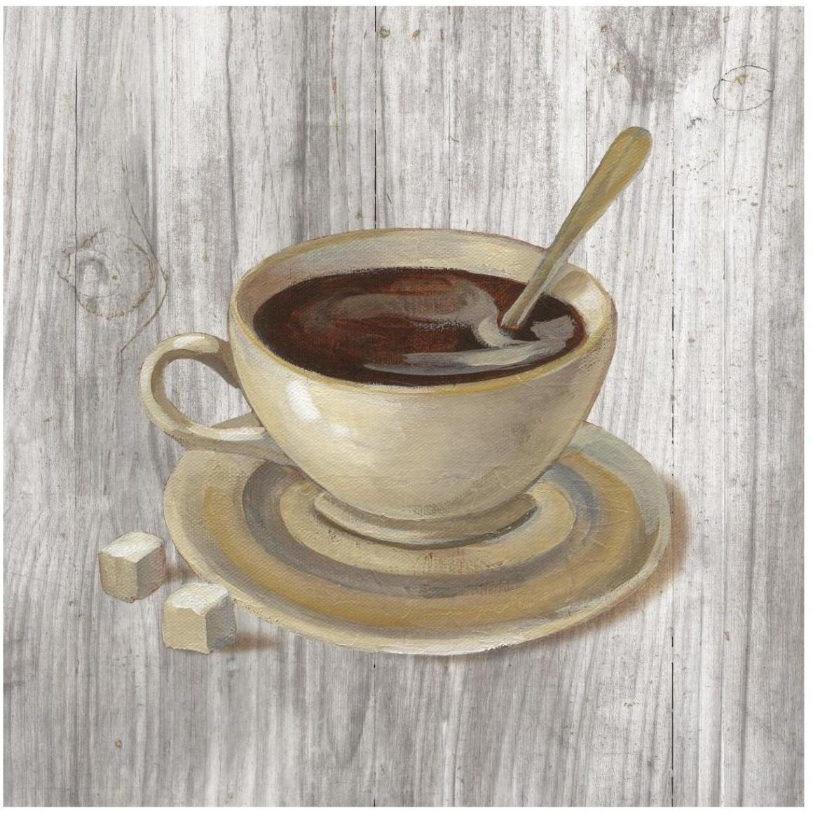 Coffee Time VI on Wood -Paper Art-42&quotx42"