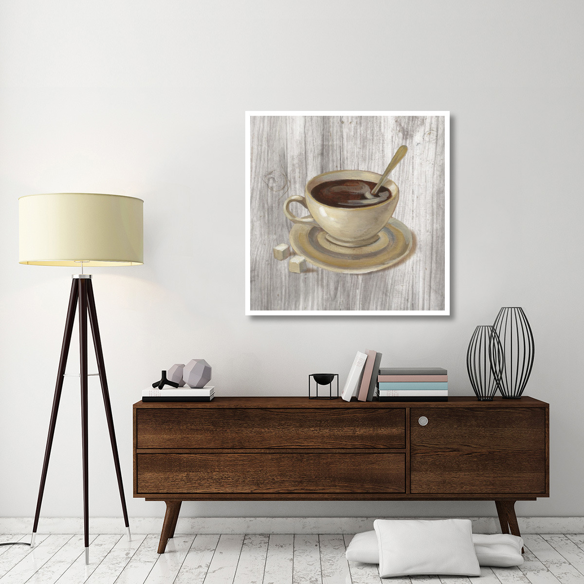 Coffee Time VI on Wood -Paper Art-42&quotx42"