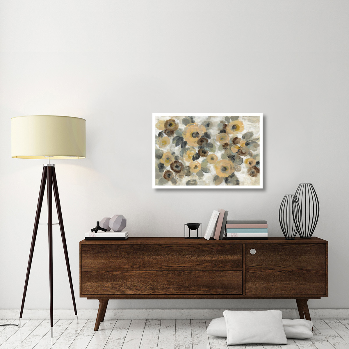 Neutral Floral I -Paper Art-38&quotx26"