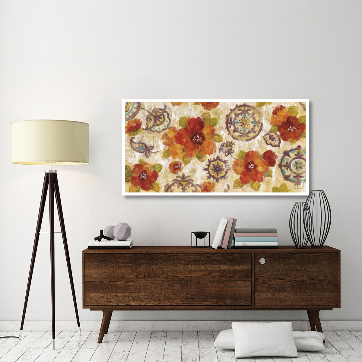 Hibiscus and Mandala Flowers -Paper Art-62&quotx32"