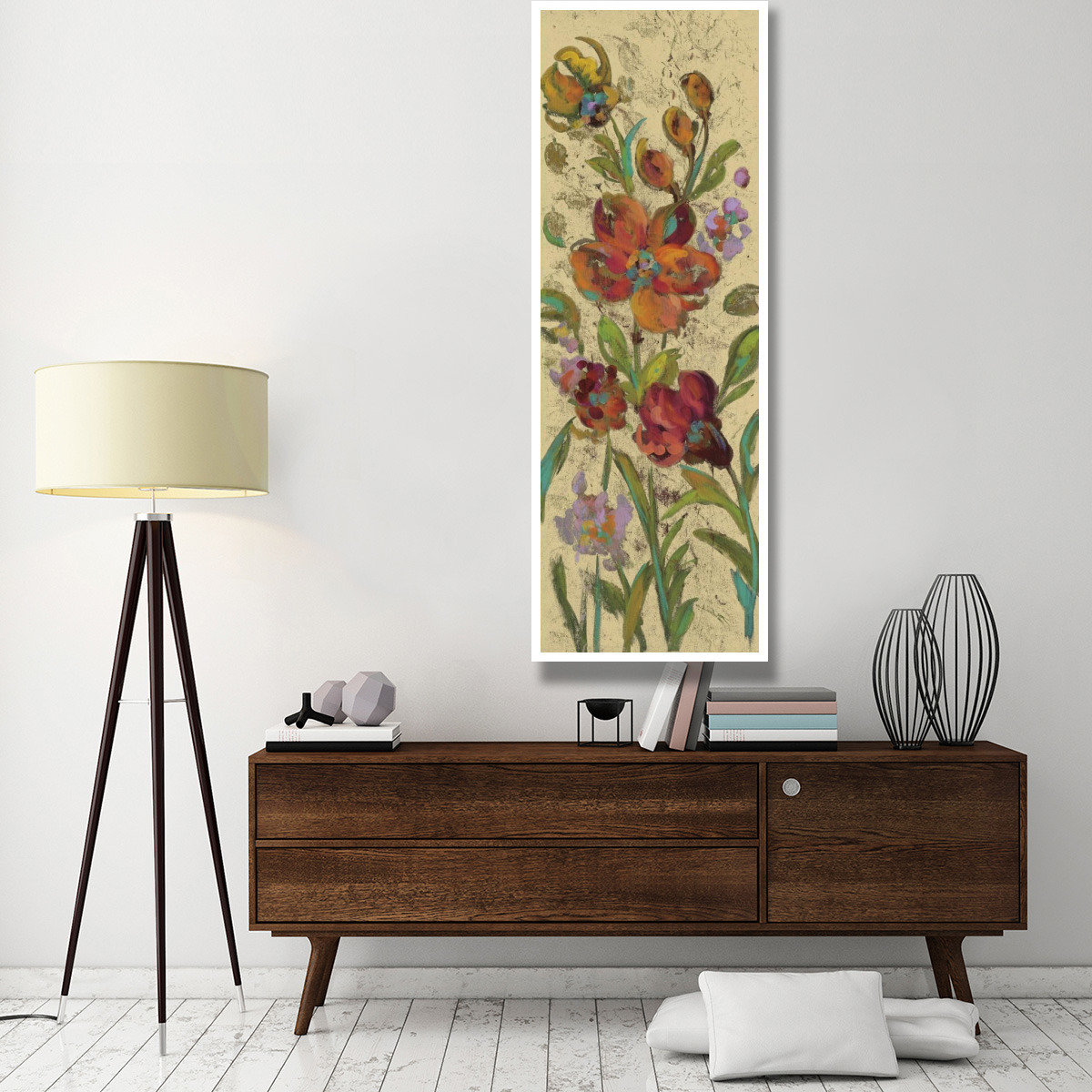 July Garden Trio I on Cream -Paper Art-26&quotx74"
