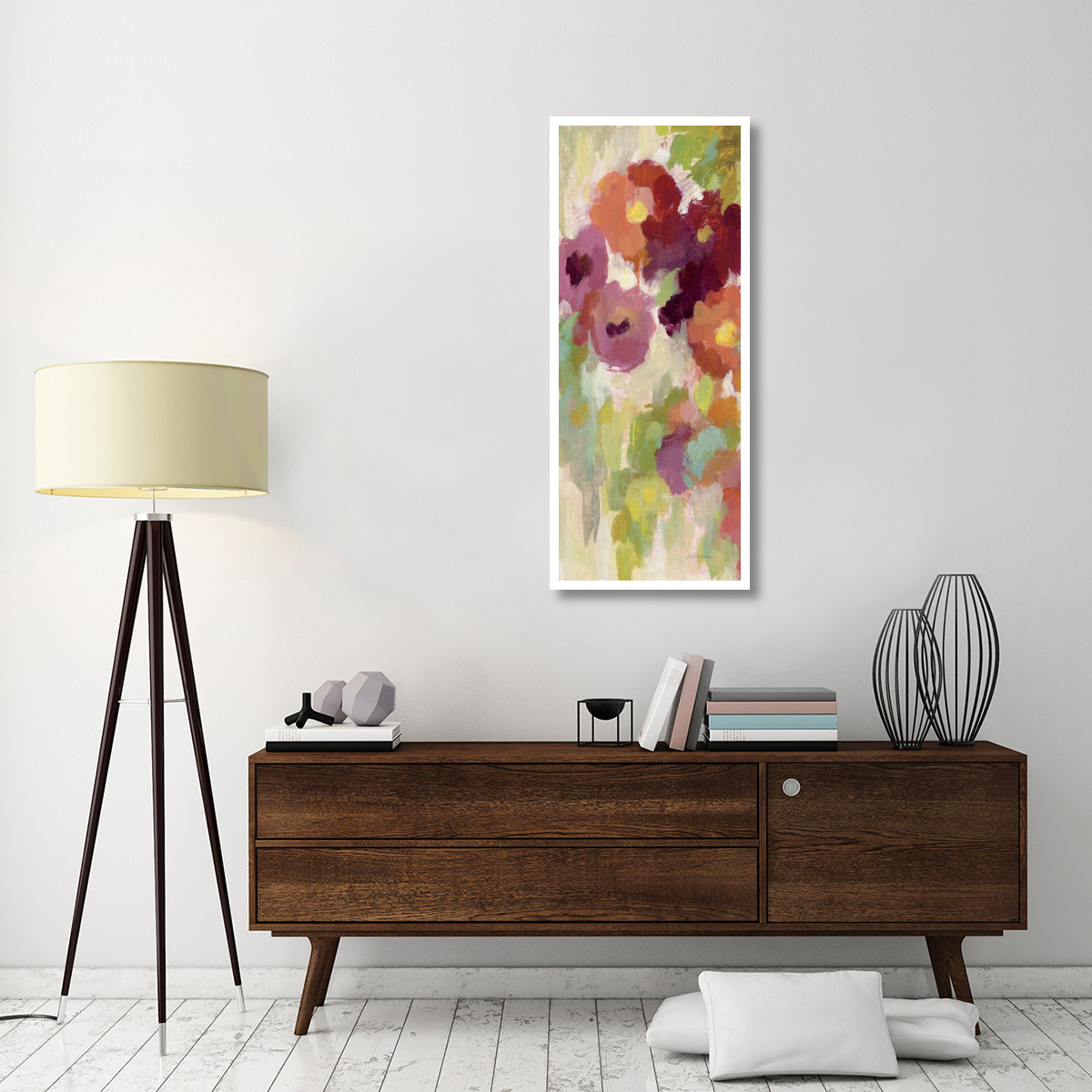 Coral and Emerald Garden I Panel I -Paper Art-22&quotx52"