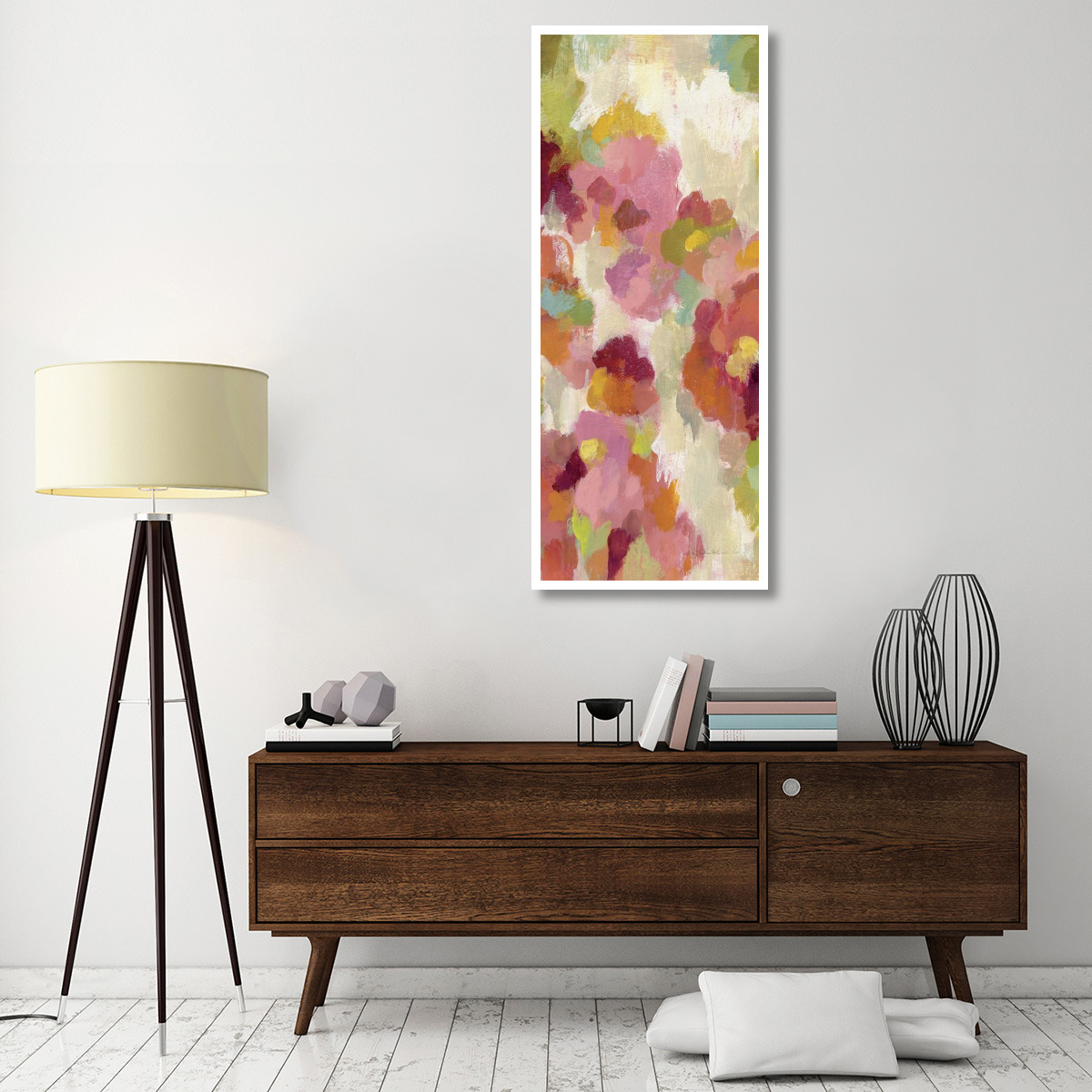 Coral and Emerald Garden I Panel II -Paper Art-26&quotx62"