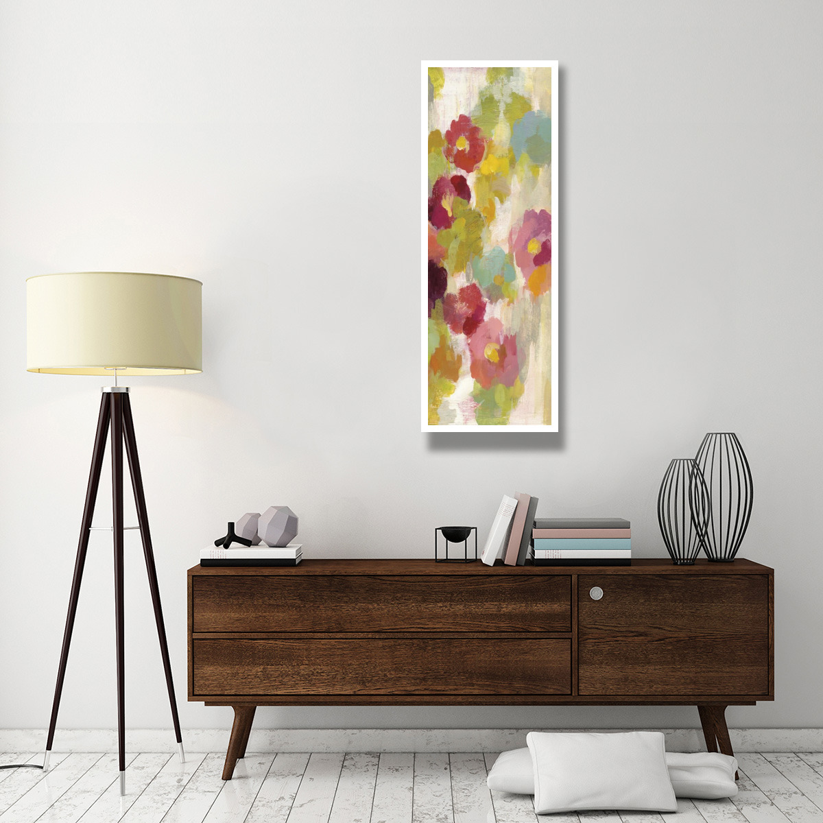 Coral and Emerals Garden I Panel III -Paper Art-20&quotx56"