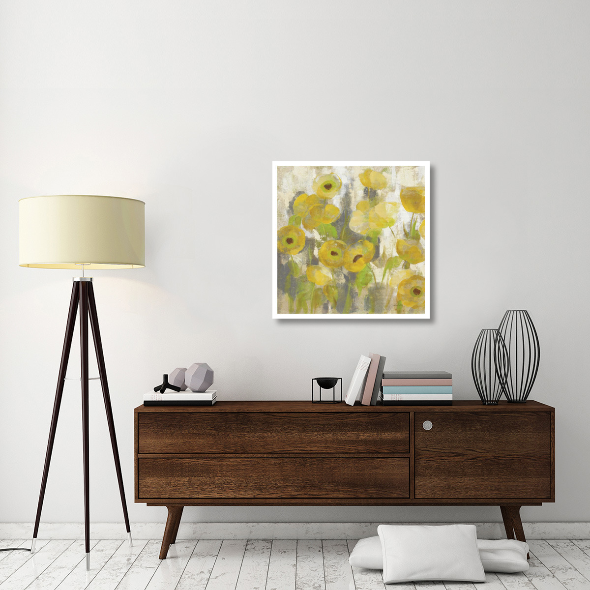 Floating Yellow Flowers IV -Paper Art-32&quotx32"