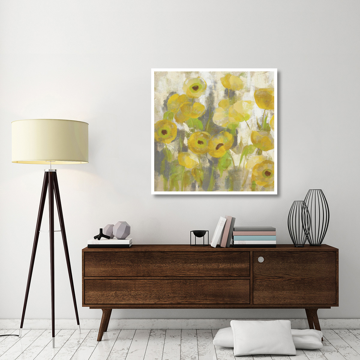 Floating Yellow Flowers IV -Paper Art-42&quotx42"