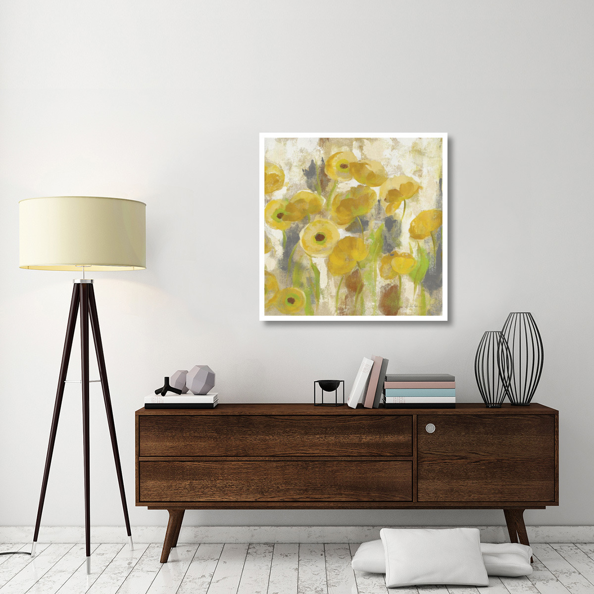 Floating Yellow Flowers V -Paper Art-38&quotx38"