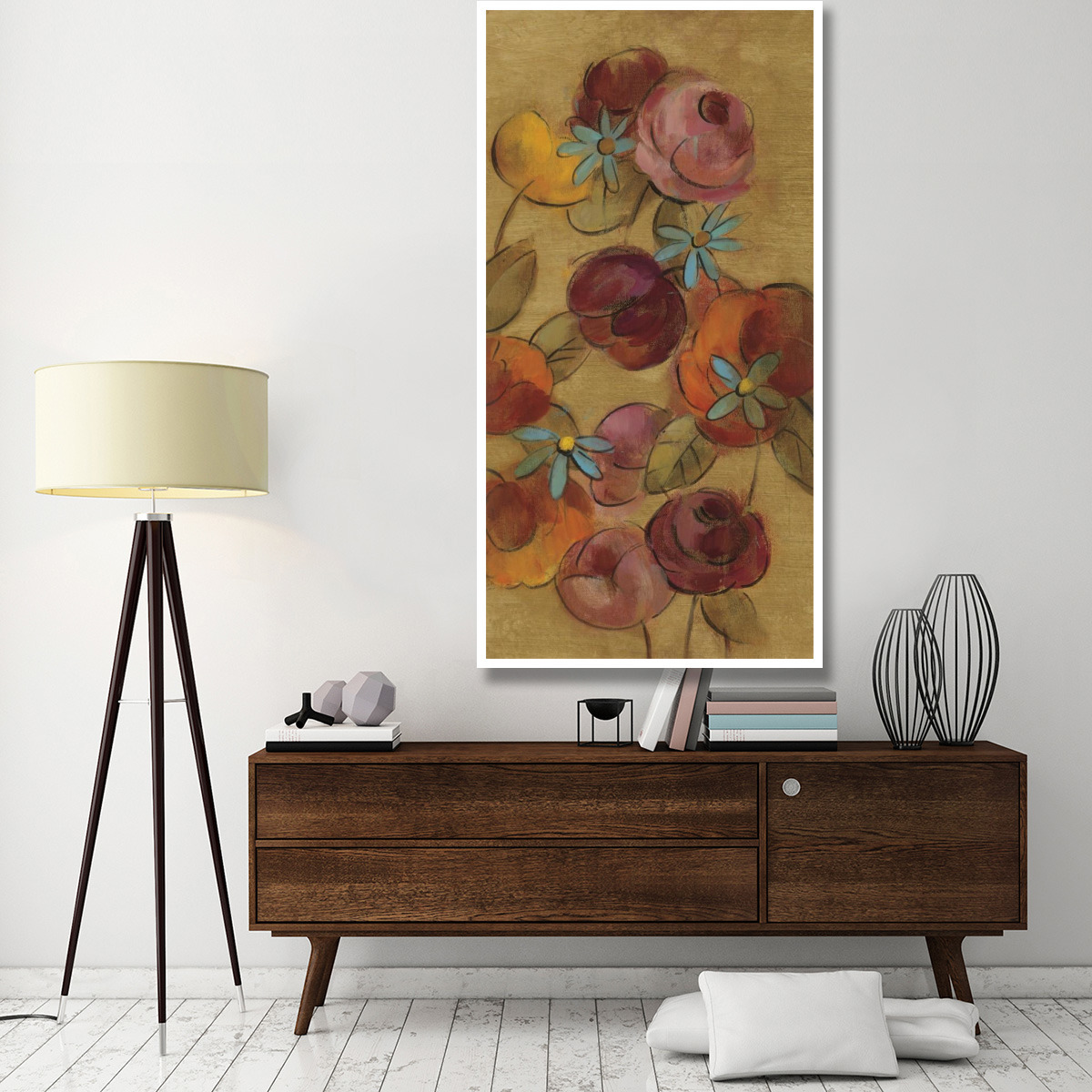 Pressed Flowers I on Gold -Paper Art-38&quotx74"