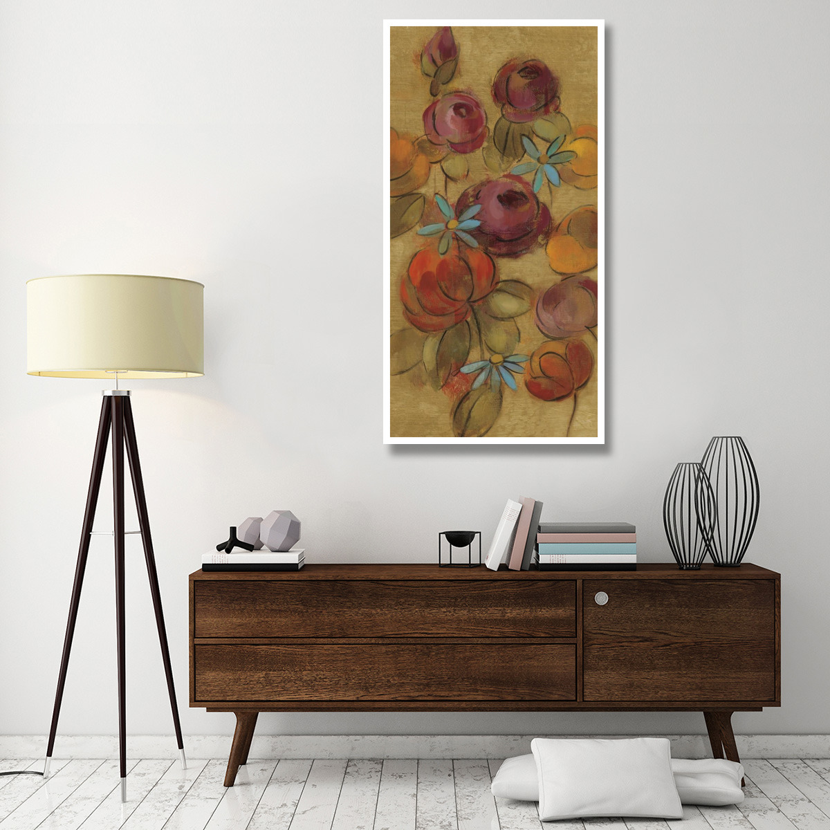 Pressed Flowers II on Gold -Paper Art-32&quotx62"