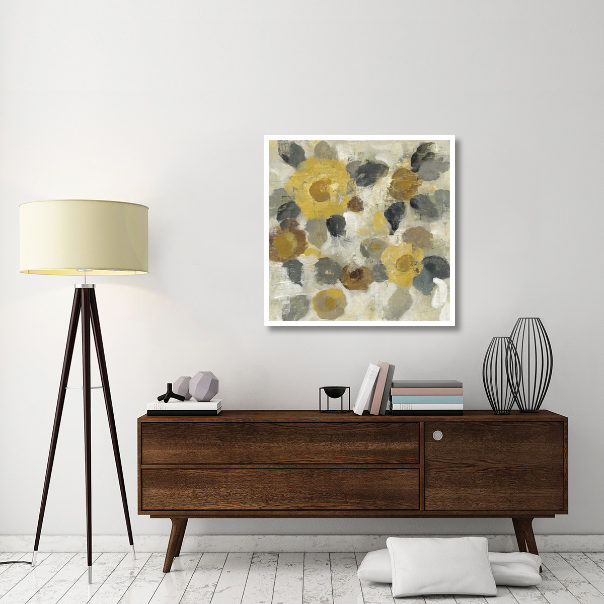 Neutral Floral Beige II Yellow Flowers -Paper Art-38&quotx38"