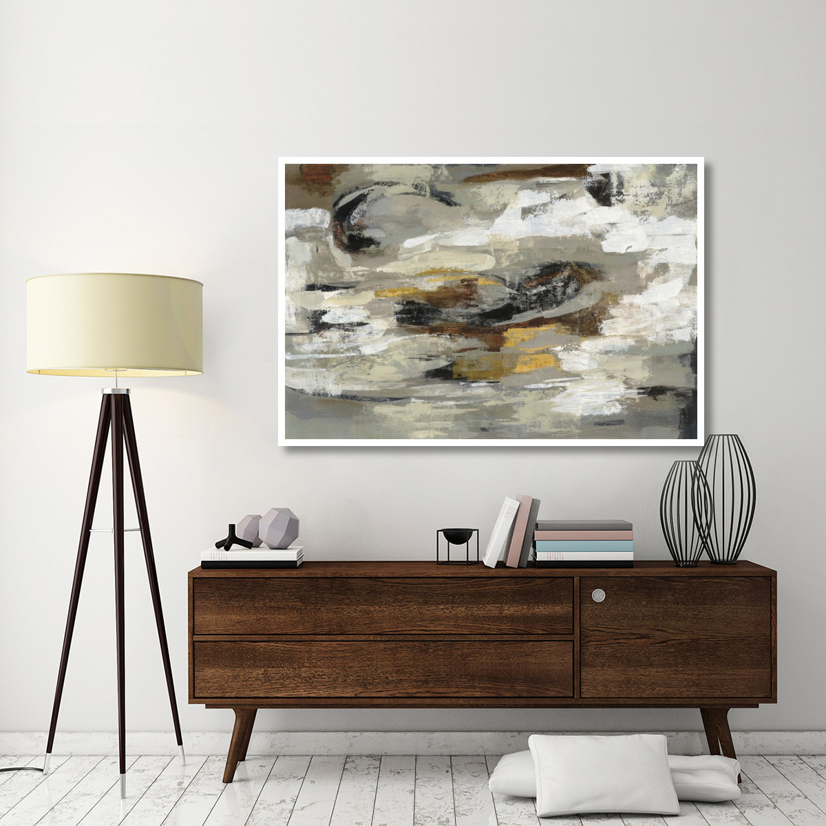 Neutral Abstract Gray -Paper Art-62&quotx42"