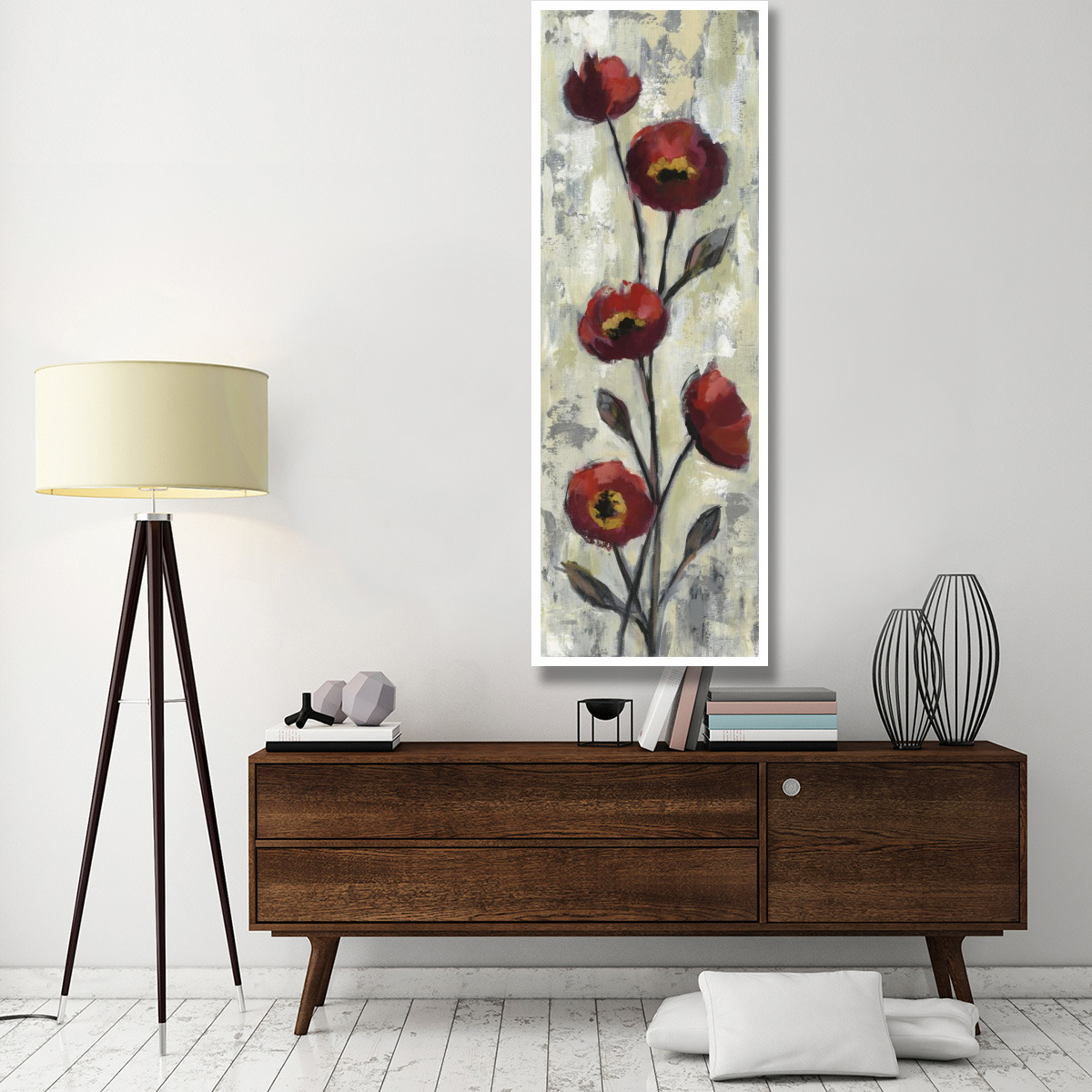 Simple Red Floral II Crop -Paper Art-26&quotx74"