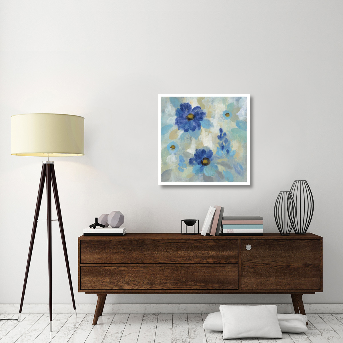 Blue Flowers Whisper II -Paper Art-32&quotx32"
