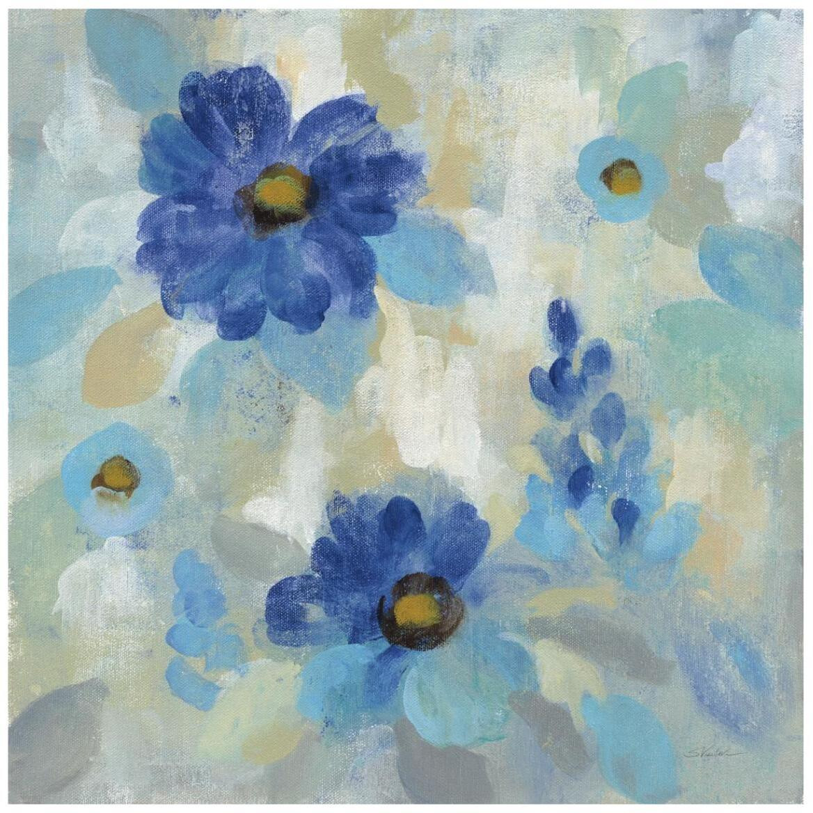 Blue Flowers Whisper II -Paper Art-42&quotx42"