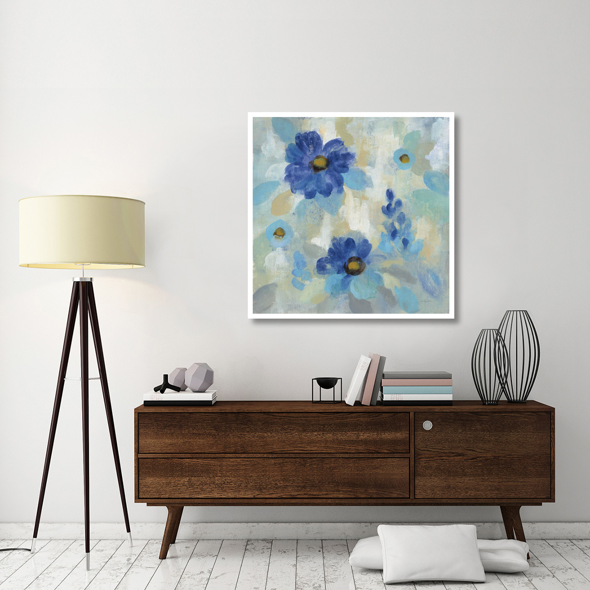 Blue Flowers Whisper II -Paper Art-42&quotx42"