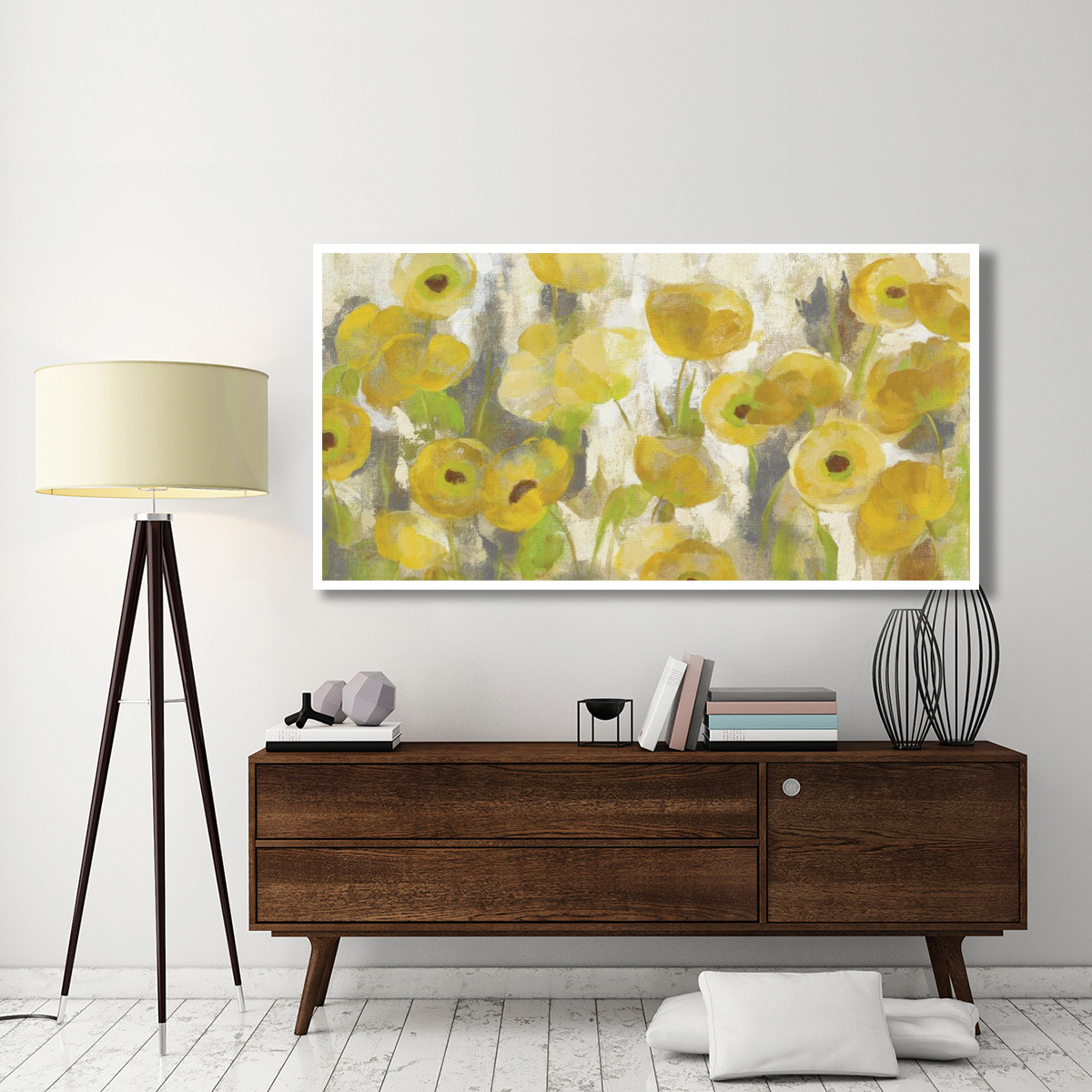 Floating Yellow Flowers I Crop -Paper Art-74&quotx38"