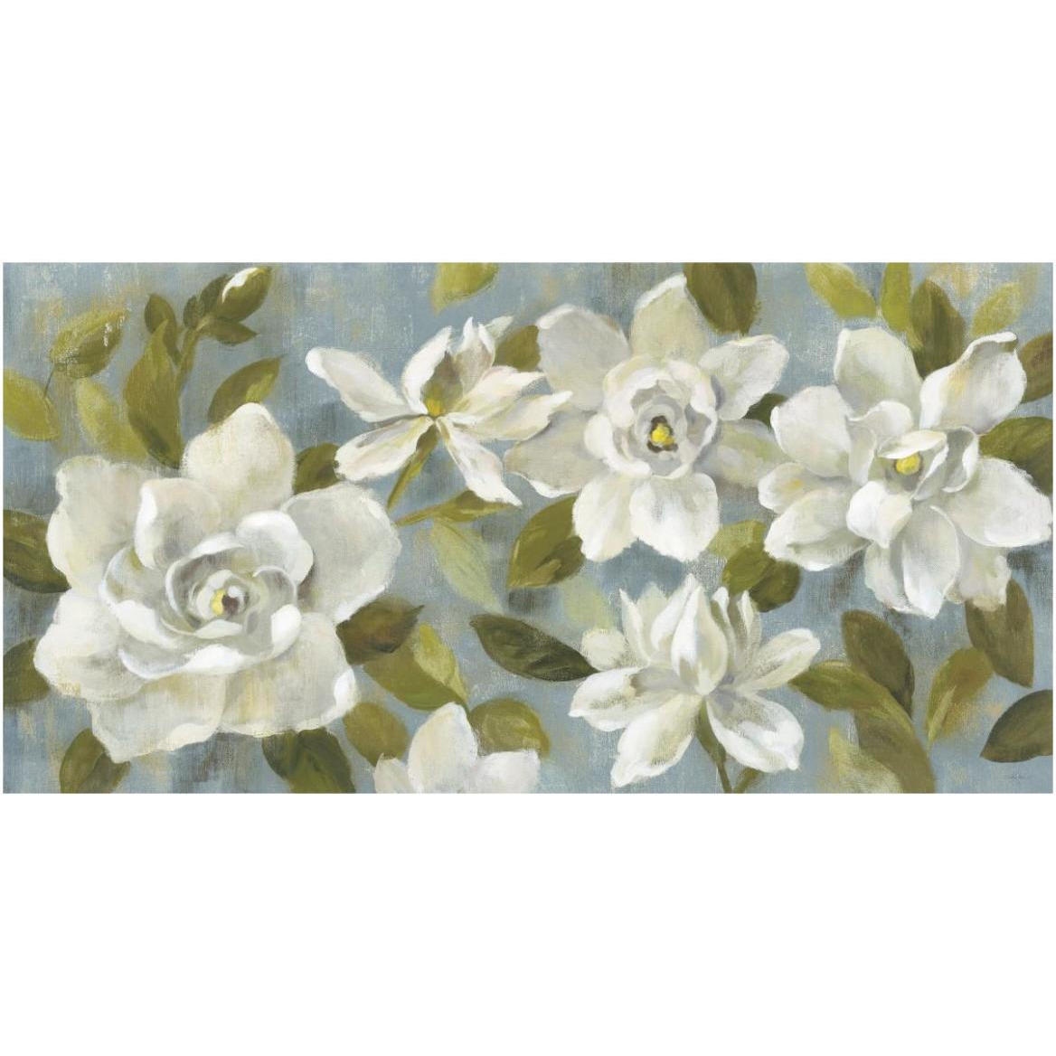 Gardenias on Slate Blue Crop -Paper Art-62&quotx32"