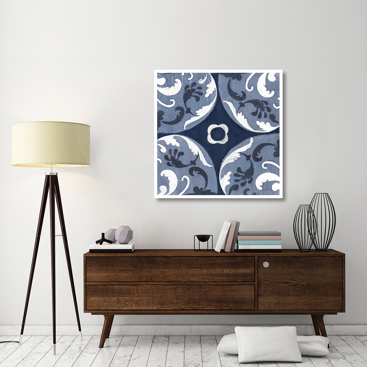 Coast Lines II Indigo and Cream -Paper Art-42&quotx42"