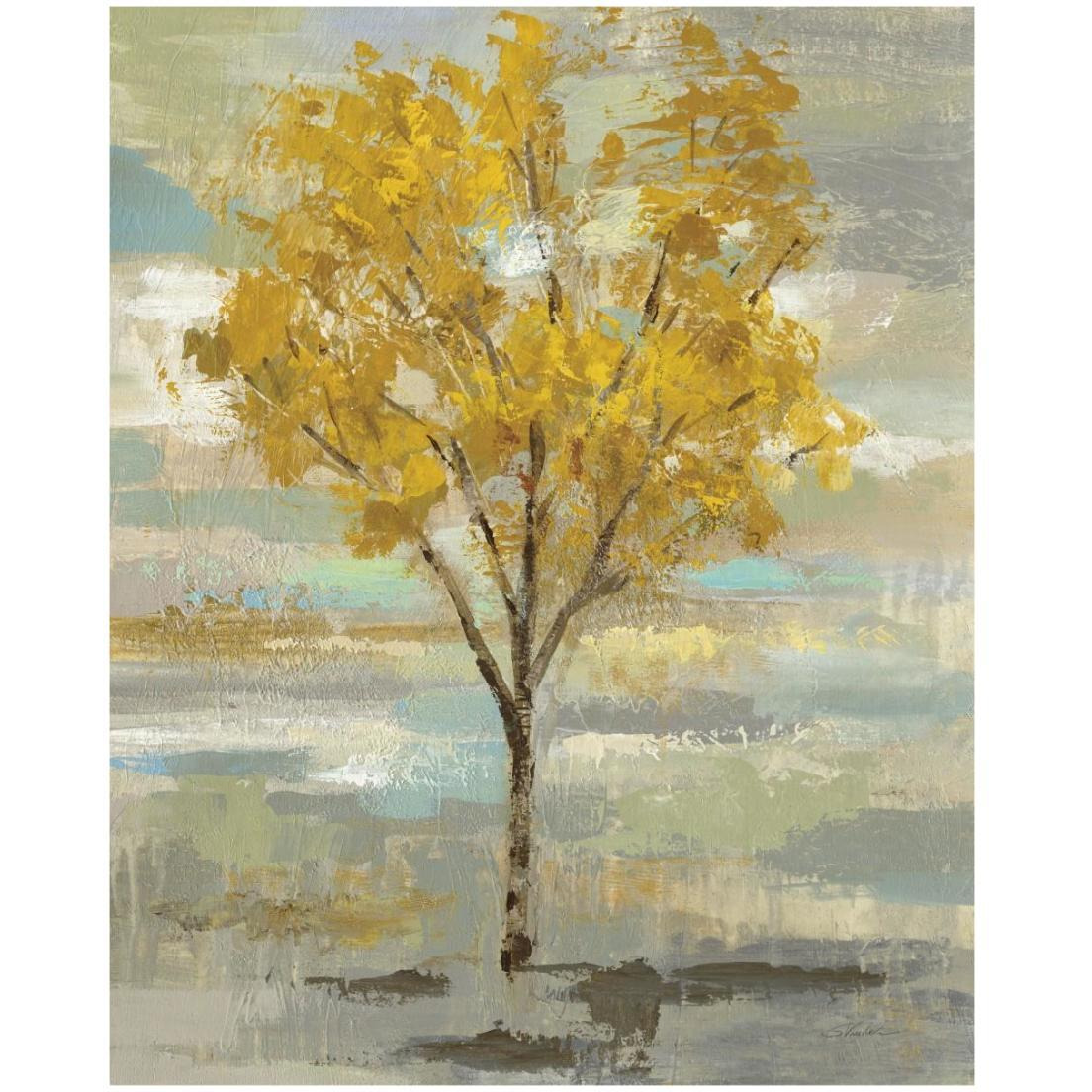 Golden Tree and Fog I -Paper Art-18&quotx22"