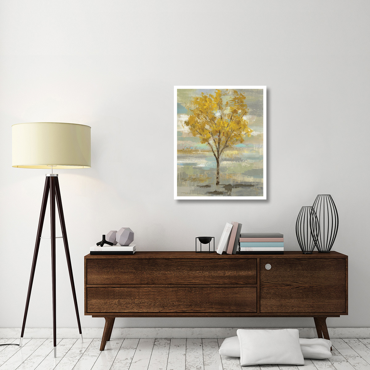 Golden Tree and Fog I -Paper Art-30&quotx37"