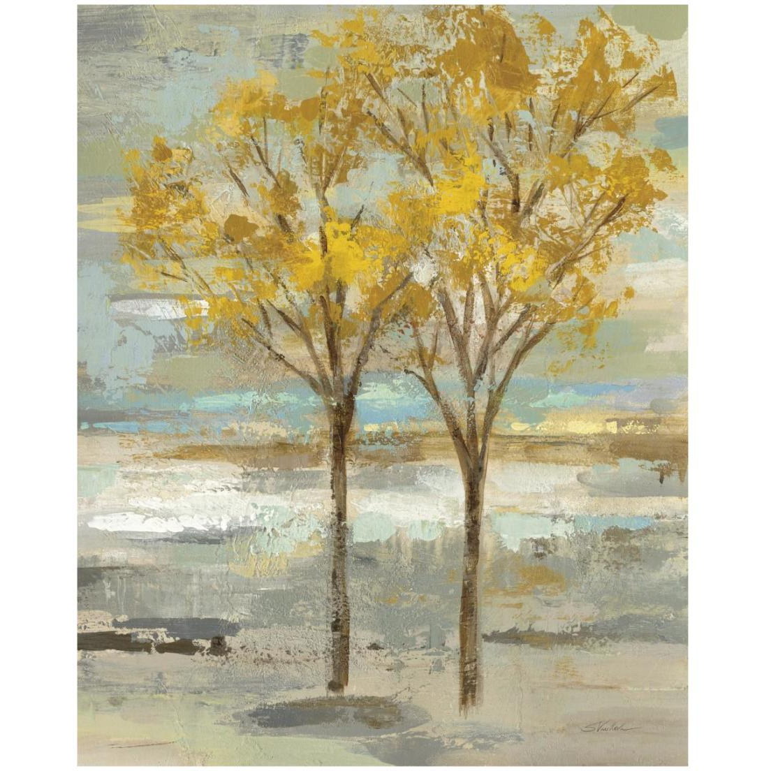 Golden Tree and Fog II -Paper Art-18&quotx22"