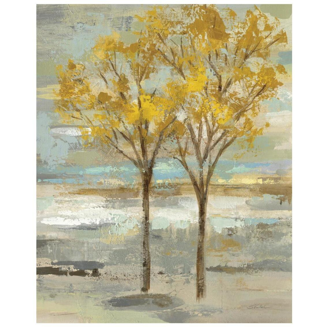 Golden Tree and Fog II -Paper Art-22&quotx26"