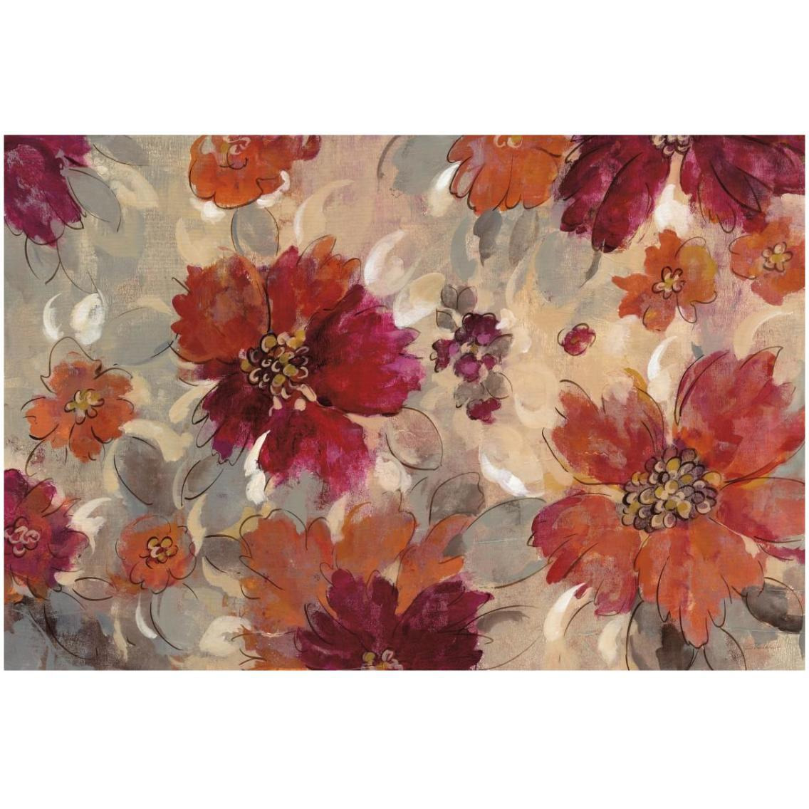 Magenta and Coral Floral -Paper Art-32&quotx22"