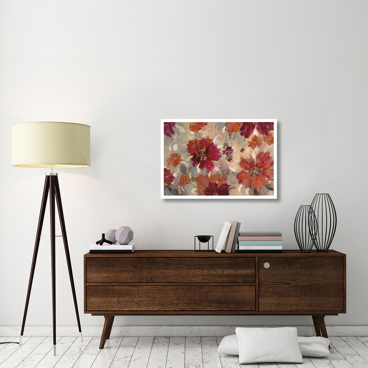 Magenta and Coral Floral -Paper Art-38&quotx26"