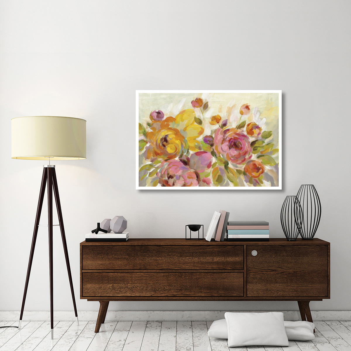 Brushy Peonies -Paper Art-50&quotx34"
