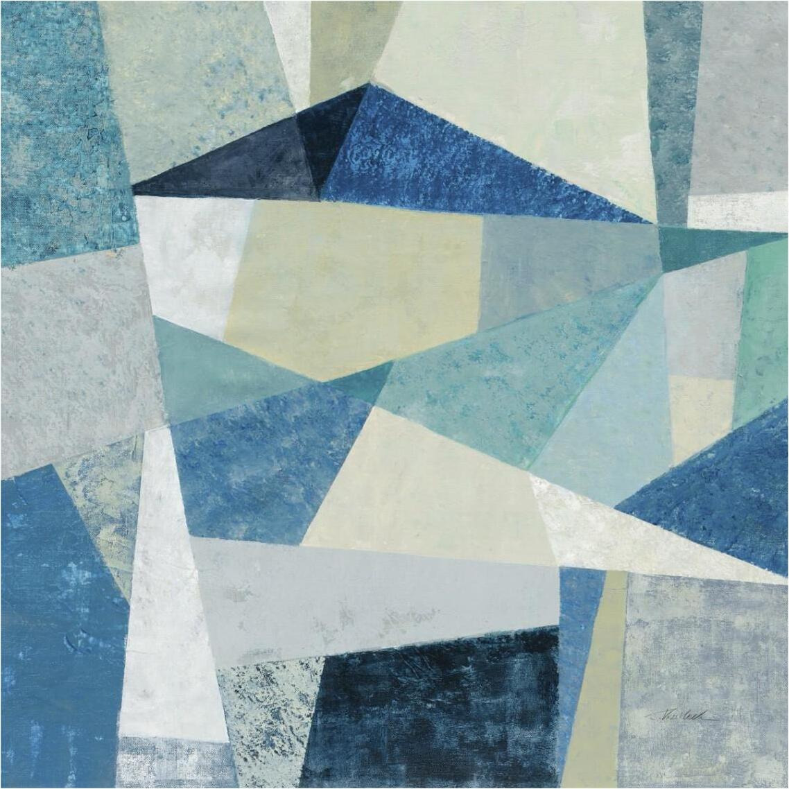 Indigo Geo Metric Soft -Paper Art-38&quotx38"